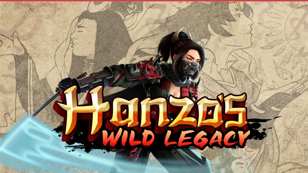 Tampilan visual slot Hanzo’s Wild Legacy dengan tema ninja wanita dan latar belakang Jepang feodal.